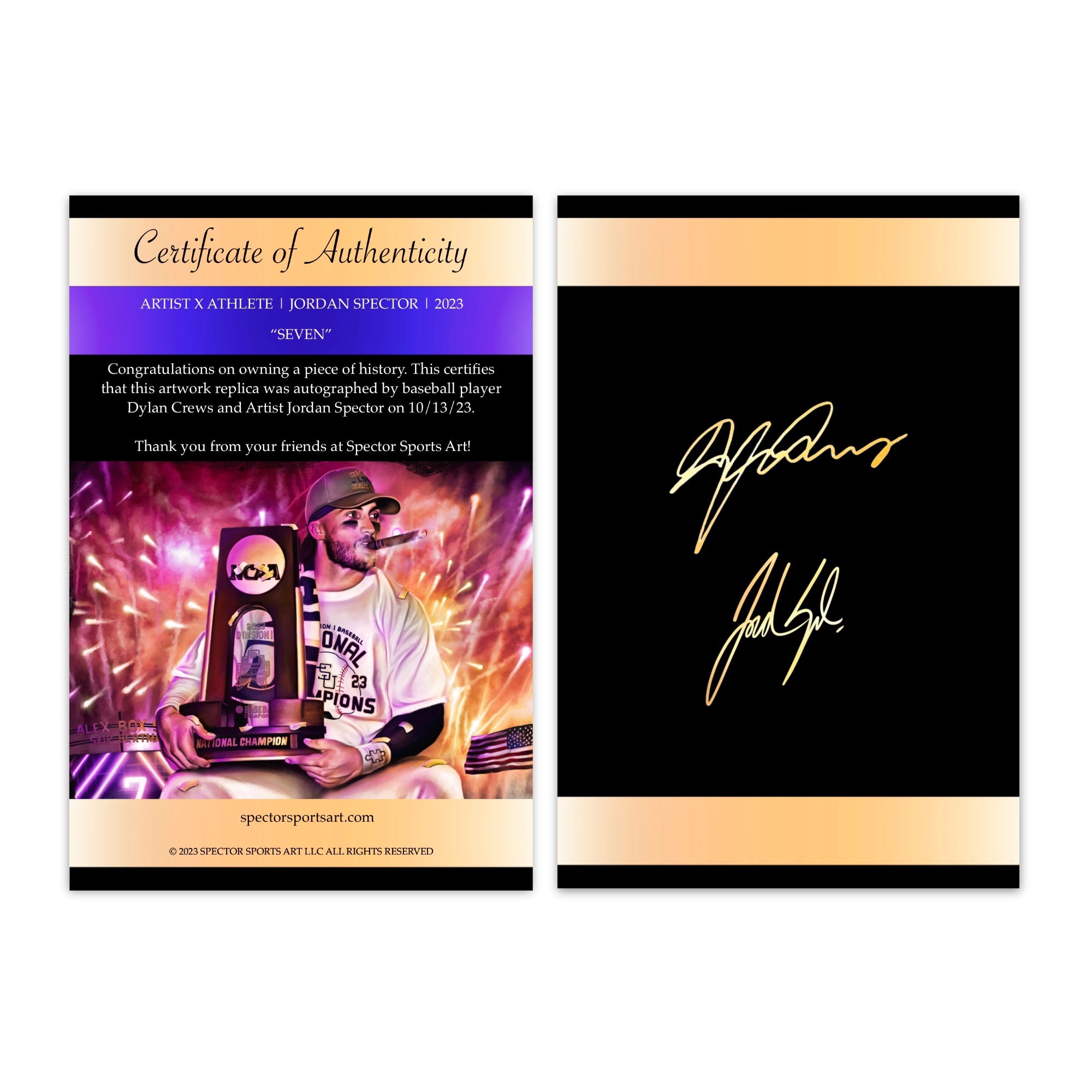 Dylan Crews “SEVEN” Artist X Athlete Dual Autograph