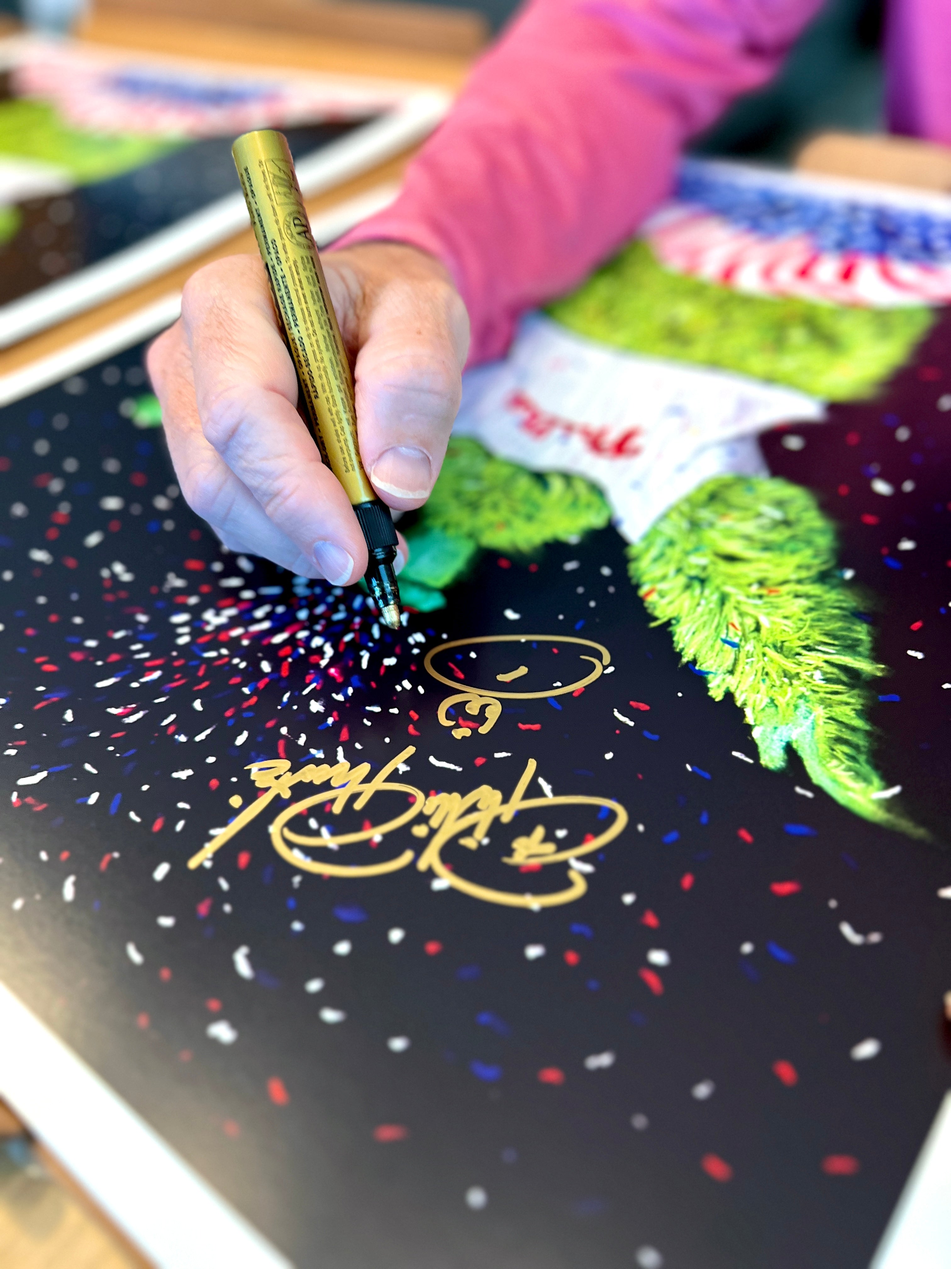 Hand Signed Phillie Phanatic "PARTY ON BROAD" Art Print - Spector Sports Art -