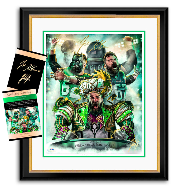 Jason Kelce "Hungry Dogs" Artist X Athlete Dual Autograph