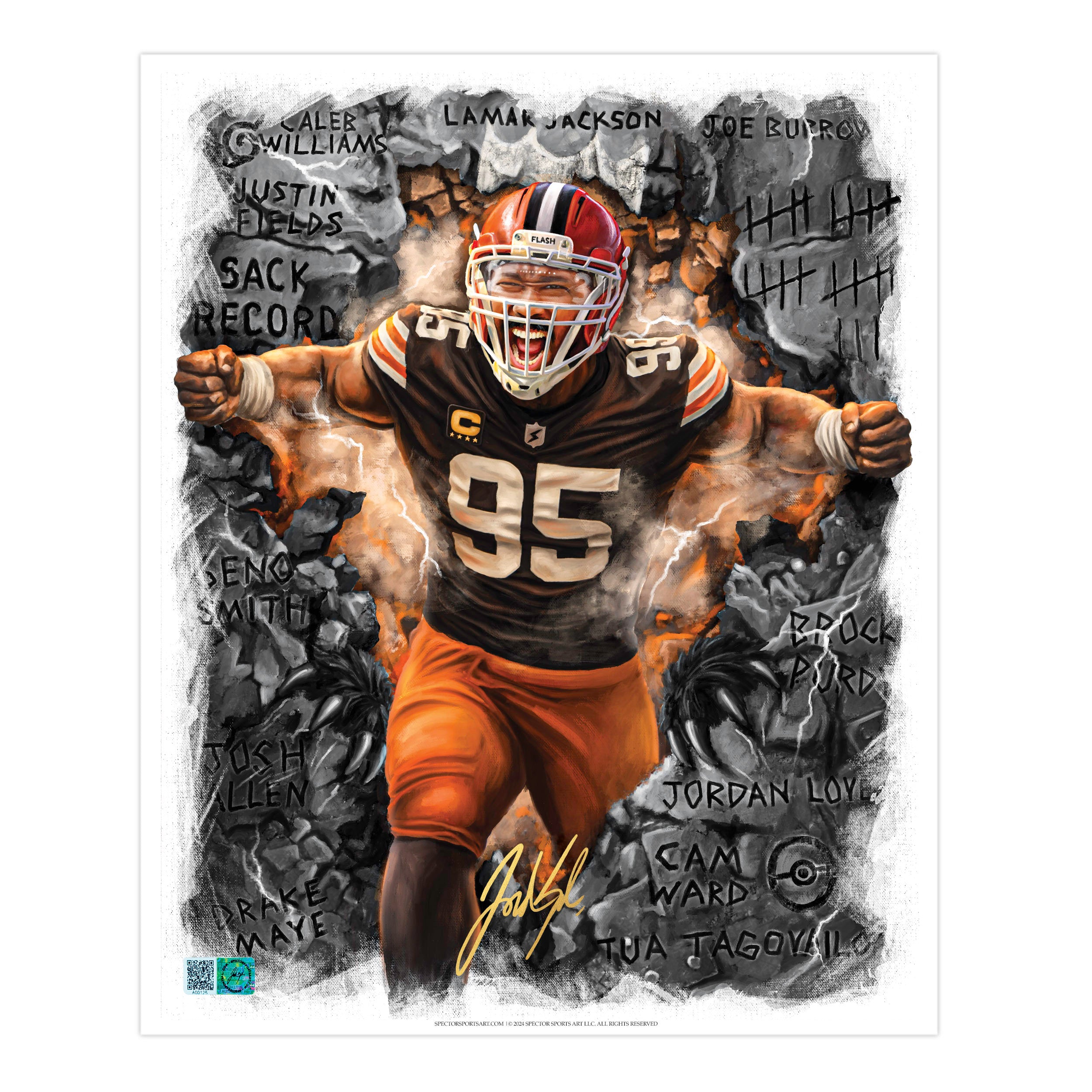 Myles Garrett Crowned The Sack King - Art Print - 16x20 in