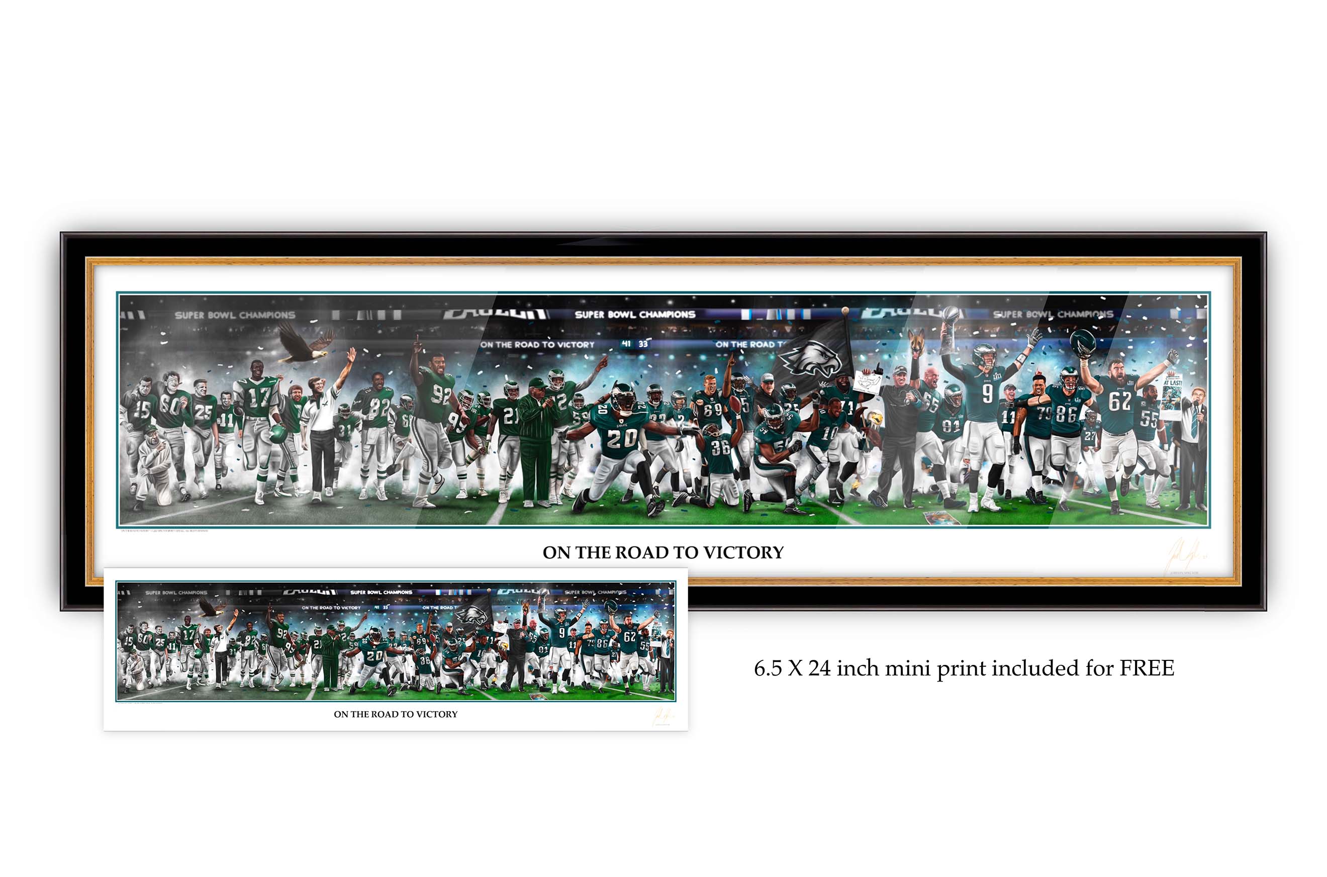 FRAME UPGRADE | 6.5x24 OR 17x60 - Spector Sports Art - 17 X 60 Lithograph / Legacy Frame | Black and Gold