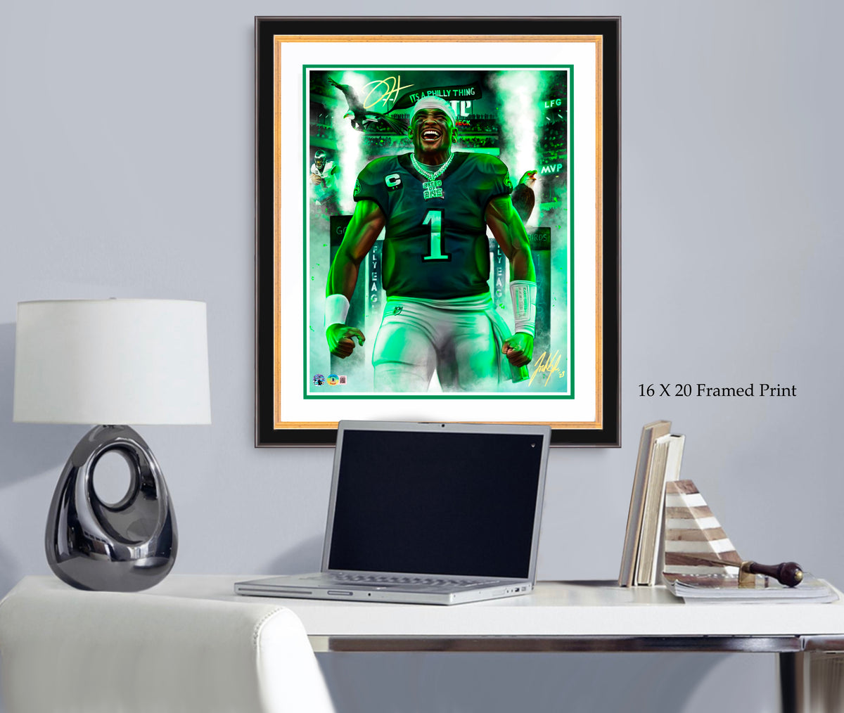 Size chart for Jalen Hurts “Breed Of One” Artist X Athlete Dual Autograph
