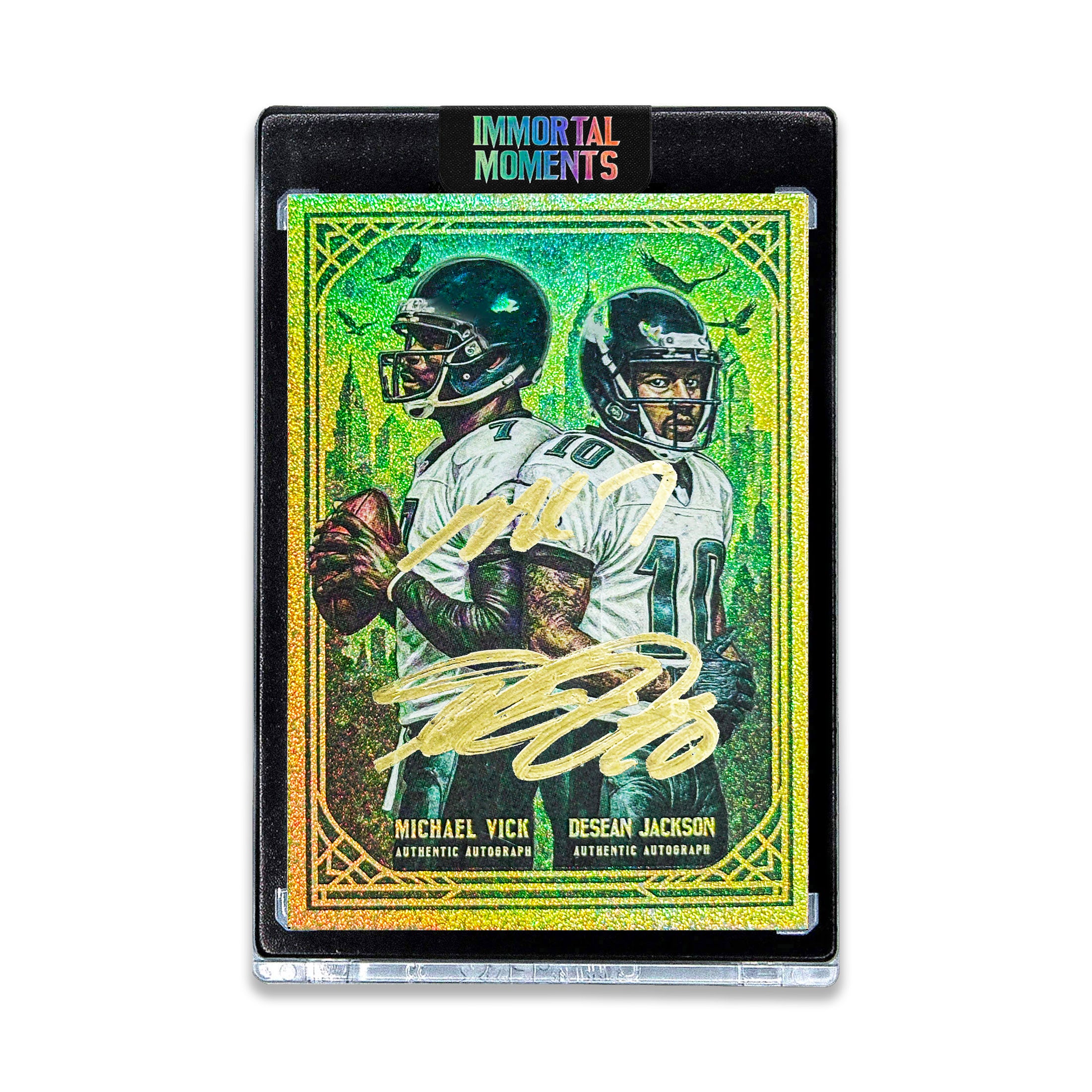 IMMORTAL MOMENTS | MIKE VICK & DJAX | UNRELEASED DUAL AUTOGRAPH ORIGINAL PRISM ARTIST PROOF