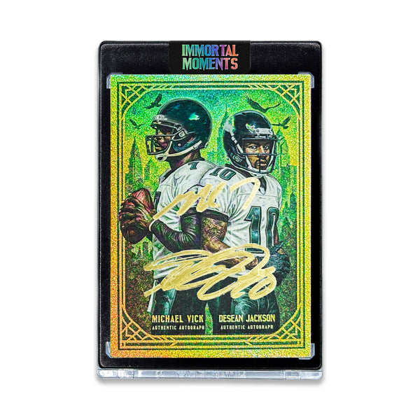 IMMORTAL MOMENTS | MIKE VICK & DJAX | UNRELEASED DUAL AUTOGRAPH ORIGINAL PRISM ARTIST PROOF