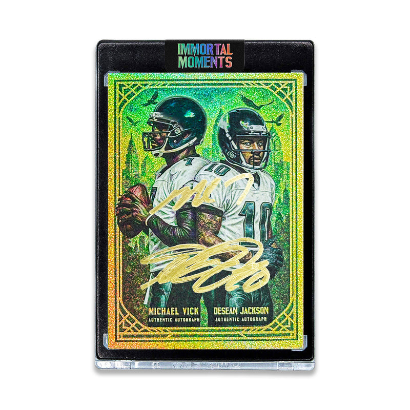 IMMORTAL MOMENTS | MIKE VICK & DJAX | UNRELEASED DUAL AUTOGRAPH ORIGINAL PRISM ARTIST PROOF