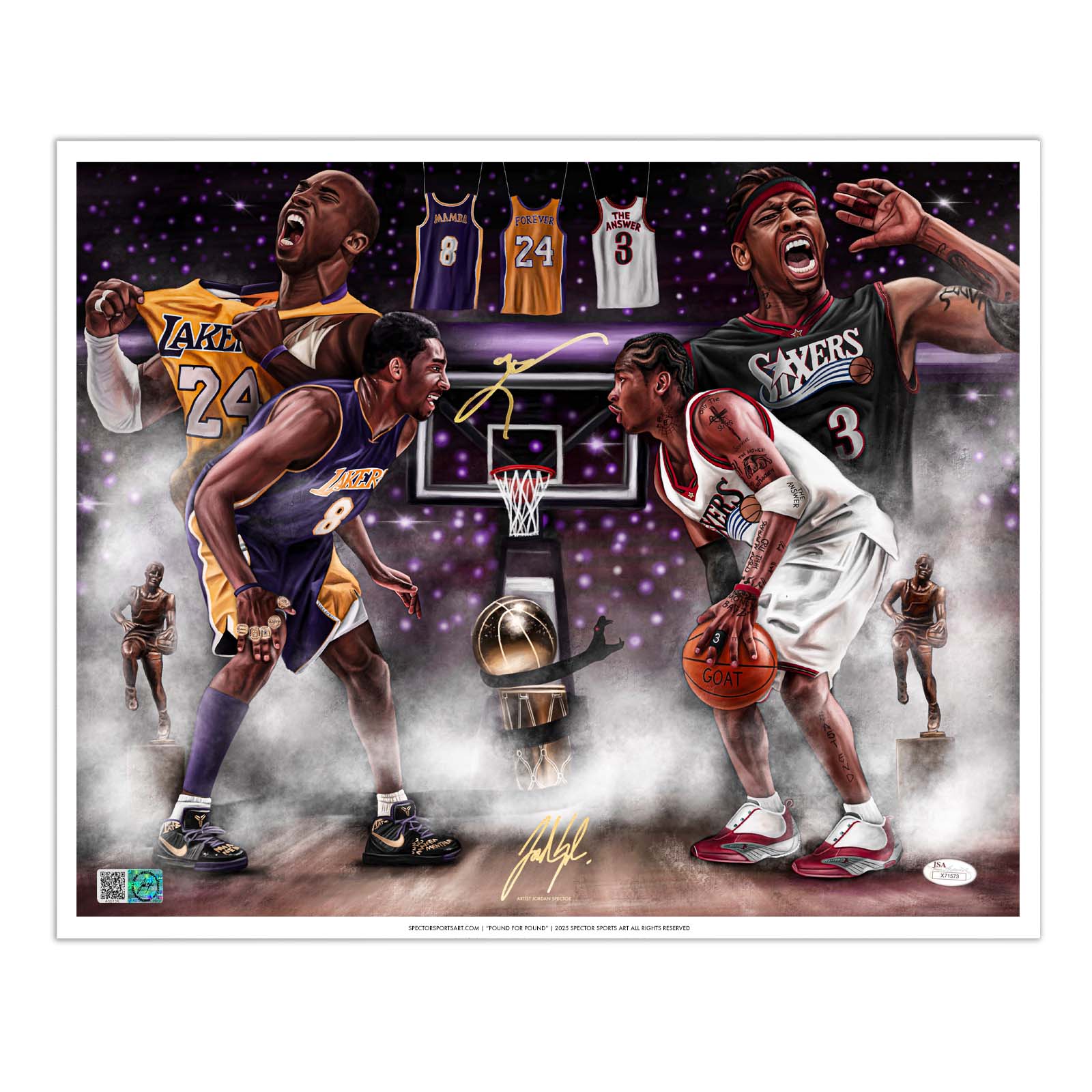 Mamba vs. The Answer “ Pound For Pound” Artist X Athlete Autograph 16 x 20 Lithograph