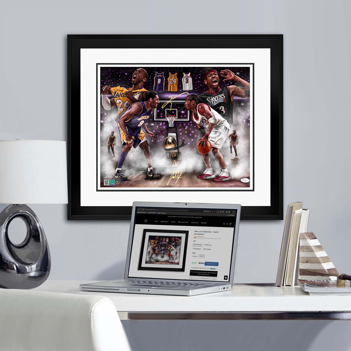 Size chart for Mamba vs. The Answer “ Pound For Pound” Artist X Athlete Autograph 16 x 20 Lithograph