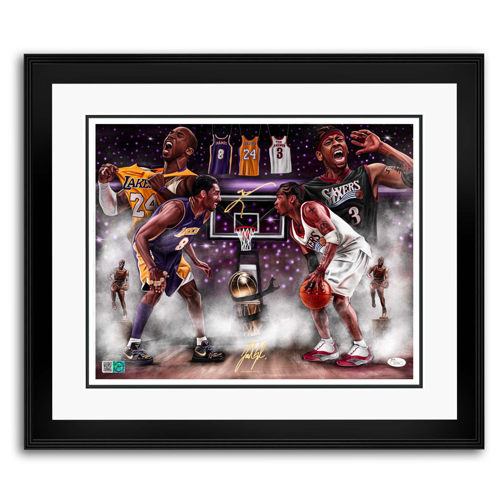 Mamba vs. The Answer “ Pound For Pound” Artist X Athlete Autograph 16 x 20 Lithograph