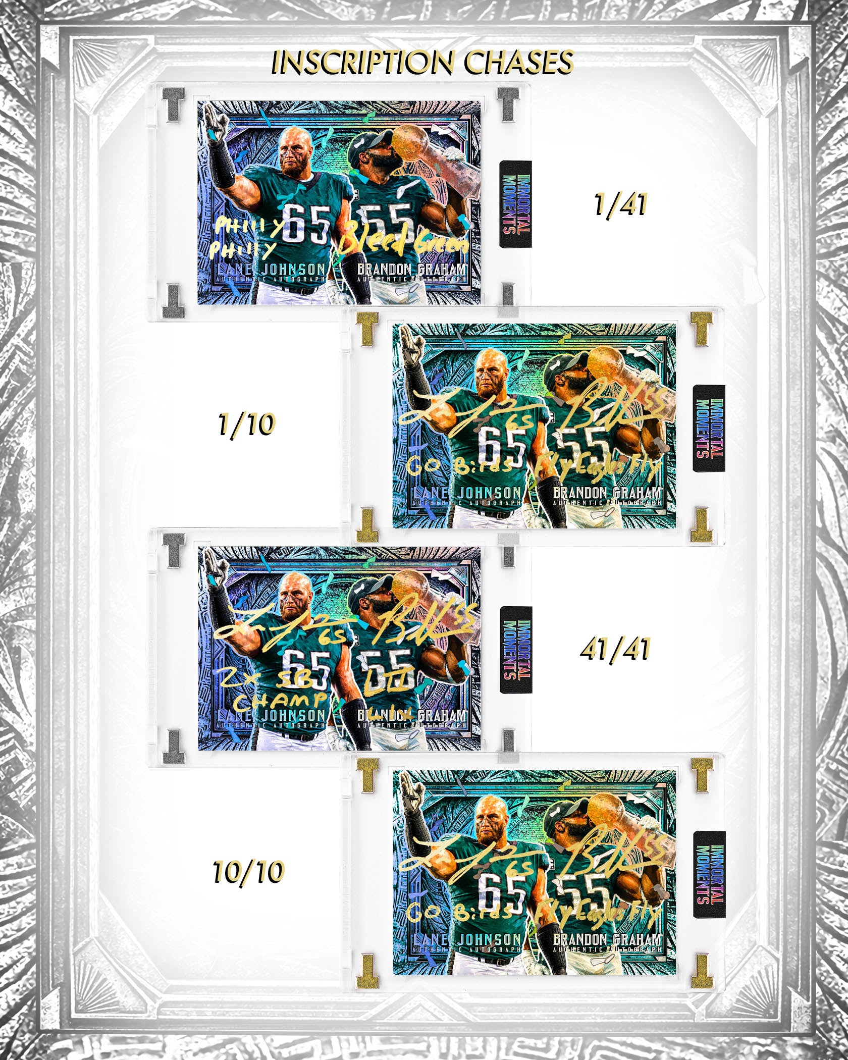 IMMORTAL MOMENTS™ LANE JOHNSON X BRANDON GRAHAM "BUILT TO LAST" LII CHAMPIONS SET