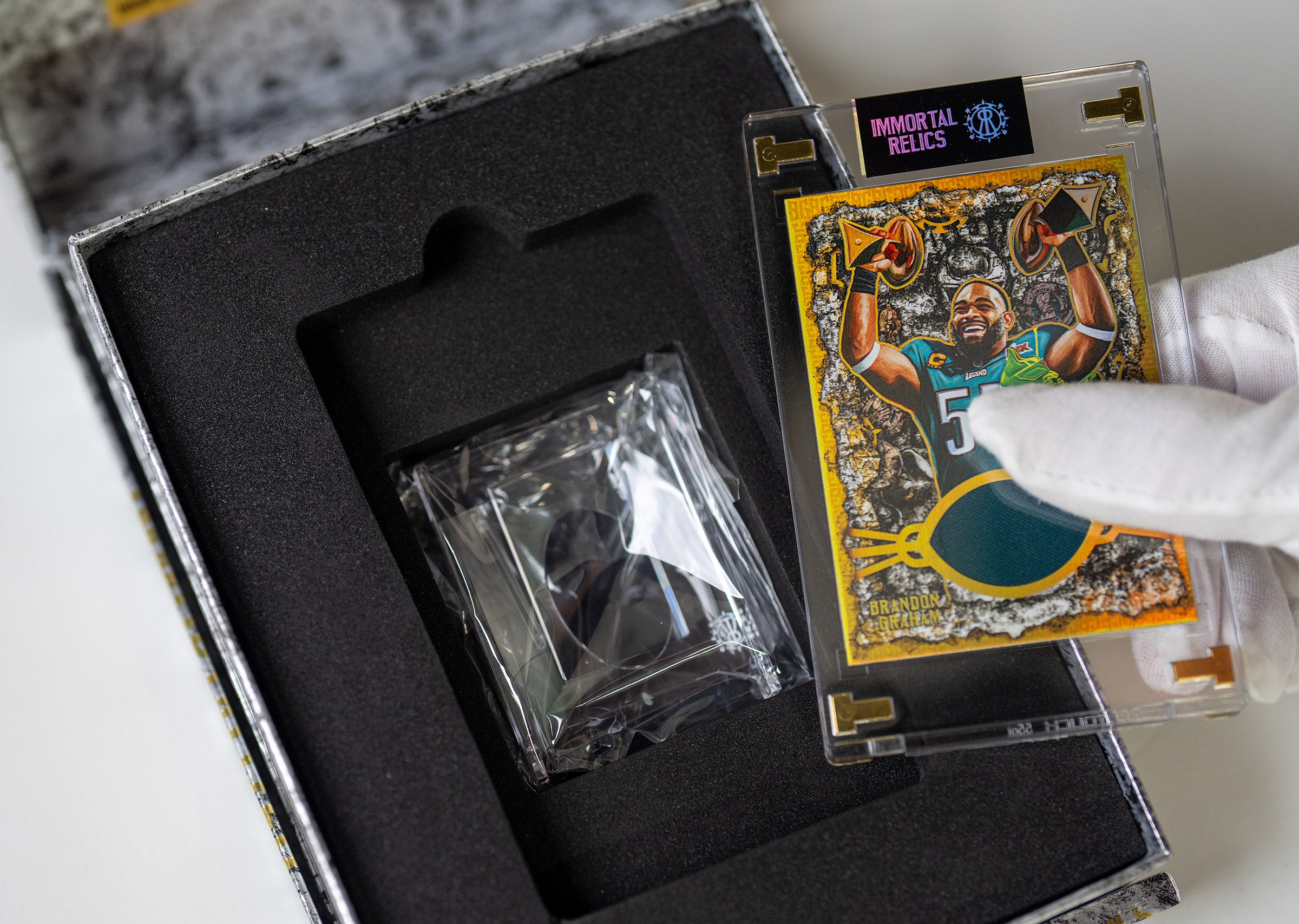 BRANDON GRAHAM "FOREVER 55" GAME WORN LIX RELIC COLLECTIBLE