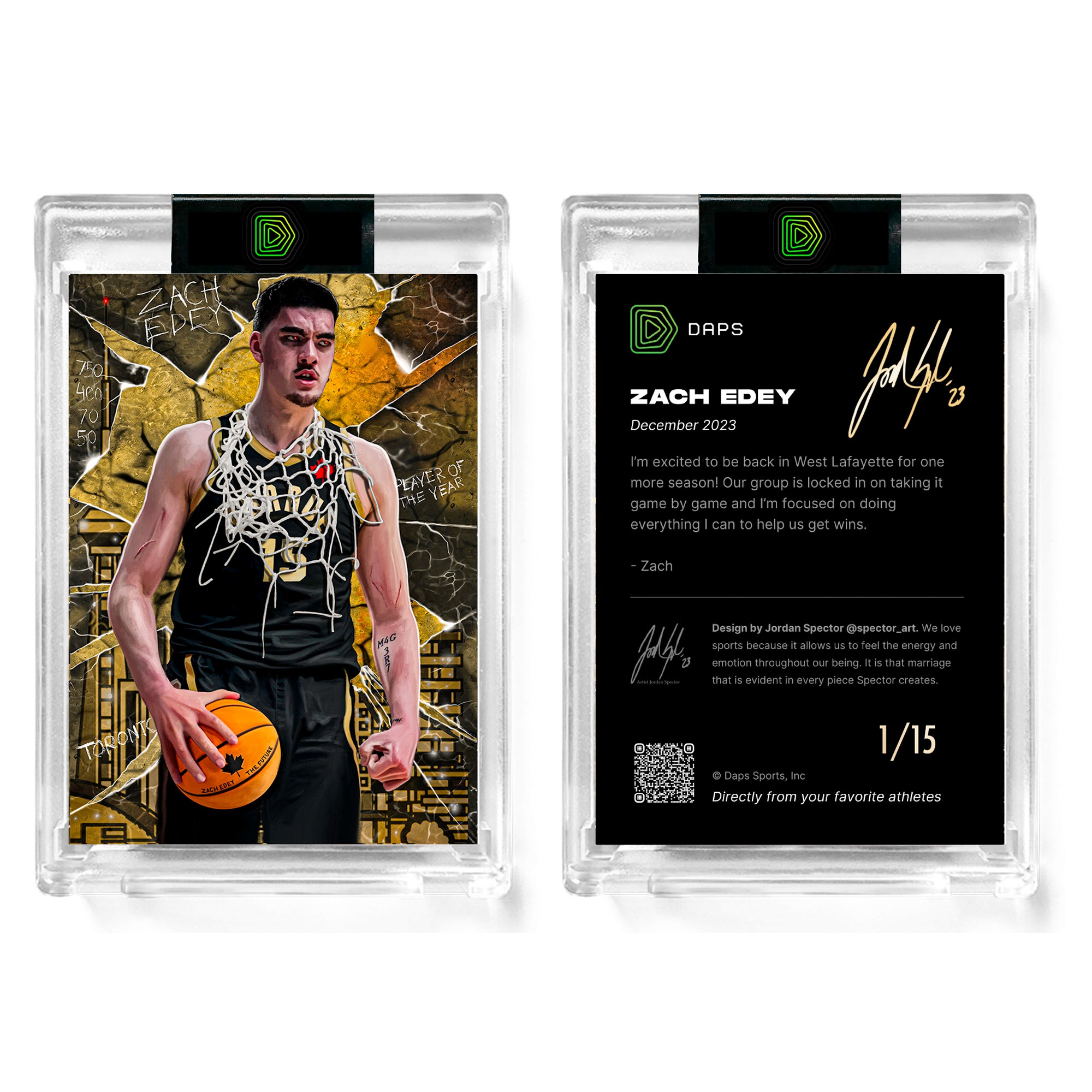 DAPS X SPECTOR - ZACH EDEY TRADING CARD - 24 HOURS ONLY