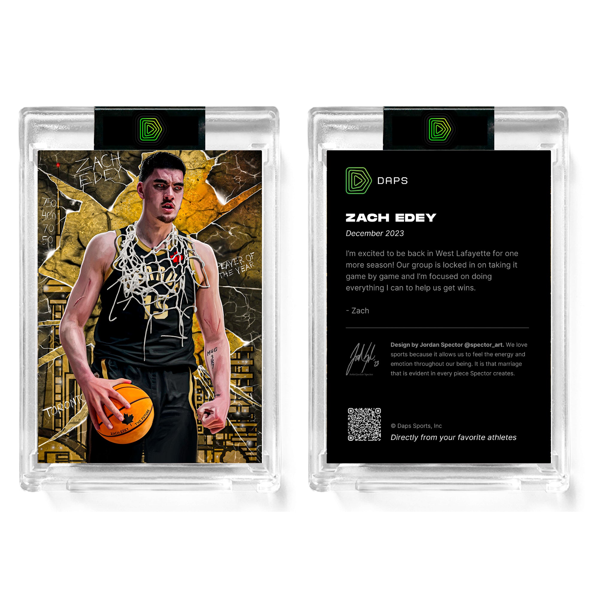 DAPS X SPECTOR - ZACH EDEY TRADING CARD - 24 HOURS ONLY - Spector Sports Art -