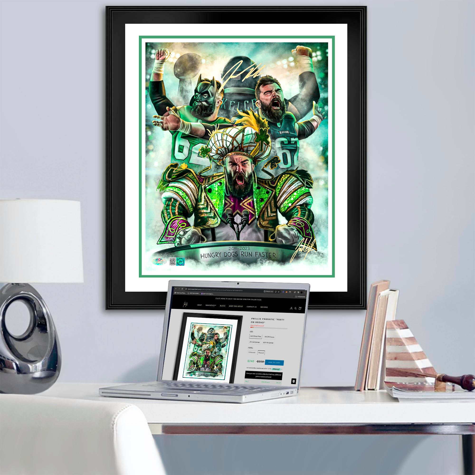 Jason Kelce "Hungry Dogs" Artist X Athlete Dual Autograph
