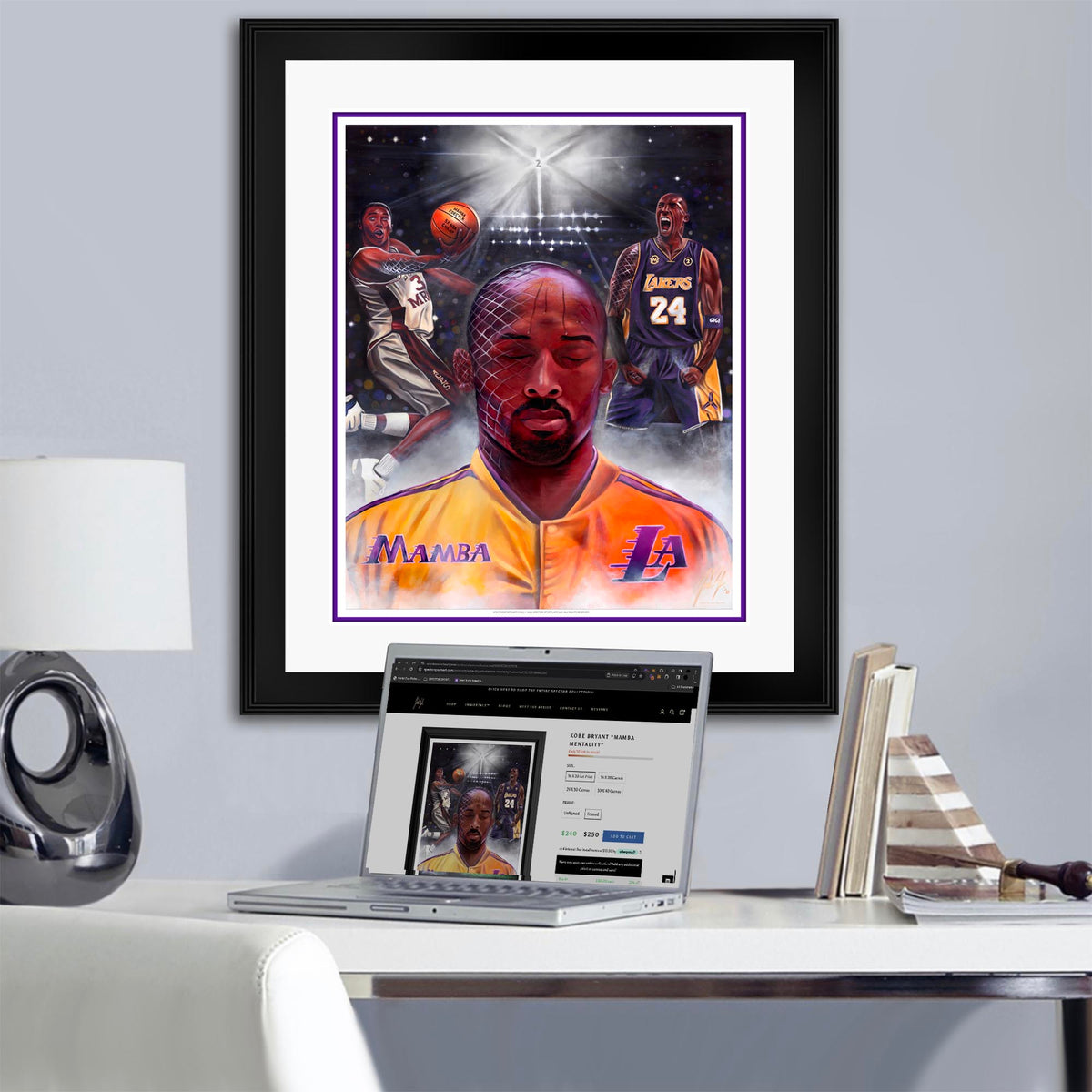 Kobe Bryant “Mamba Mentality” - Spector Sports Art - 16 X 20 Art Print / Framed