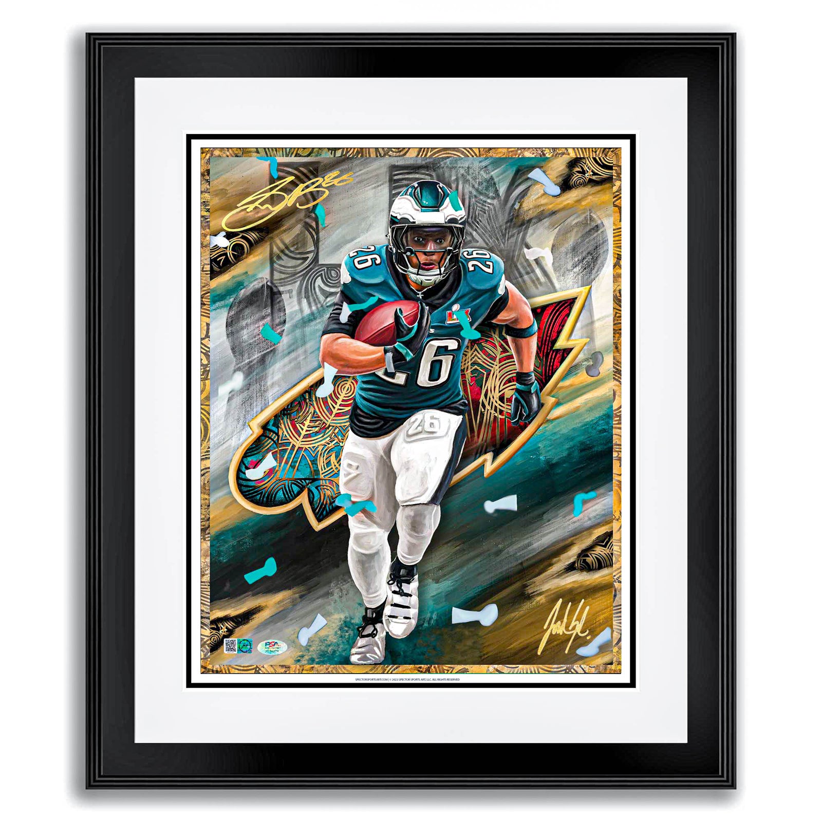 Saquon Barkley LIX Champion Artist X Athlete Dual Autograph