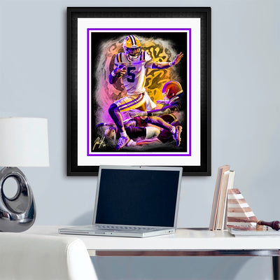 "THAT KID" Jayden Daniels - Spector Sports Art - 16 X 20 Art Print / Framed