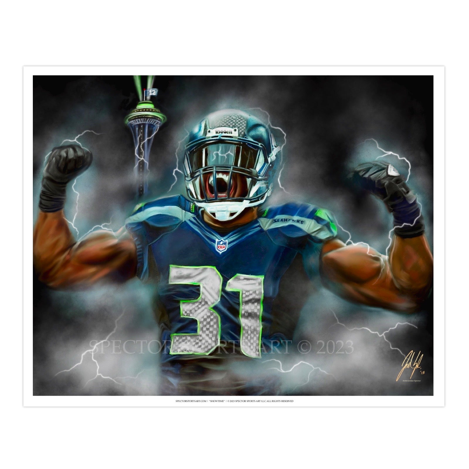 Kam Chancellor "Bam Bam Kam" - Spector Sports Art - 16 X 20 Art Print / Unframed