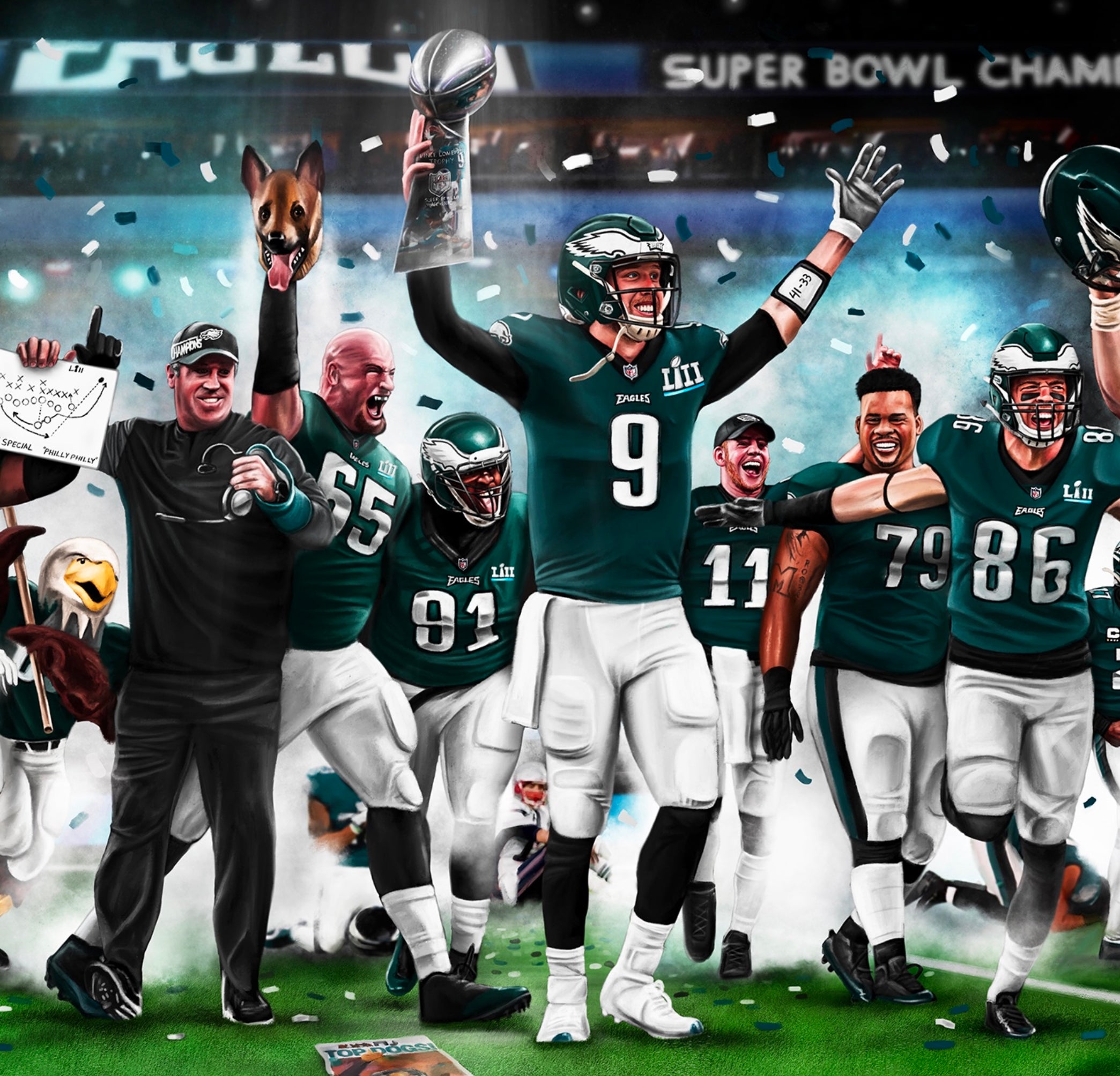 Philadelphia Eagles NFL 100th Legacy Art Football