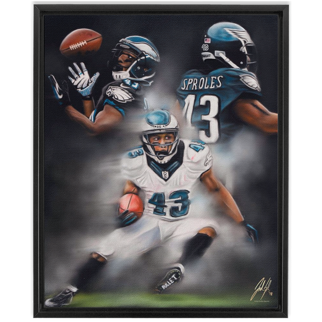 Darren Sproles "The Bullet" - Spector Sports Art - 16 X 20 Canvas / Framed