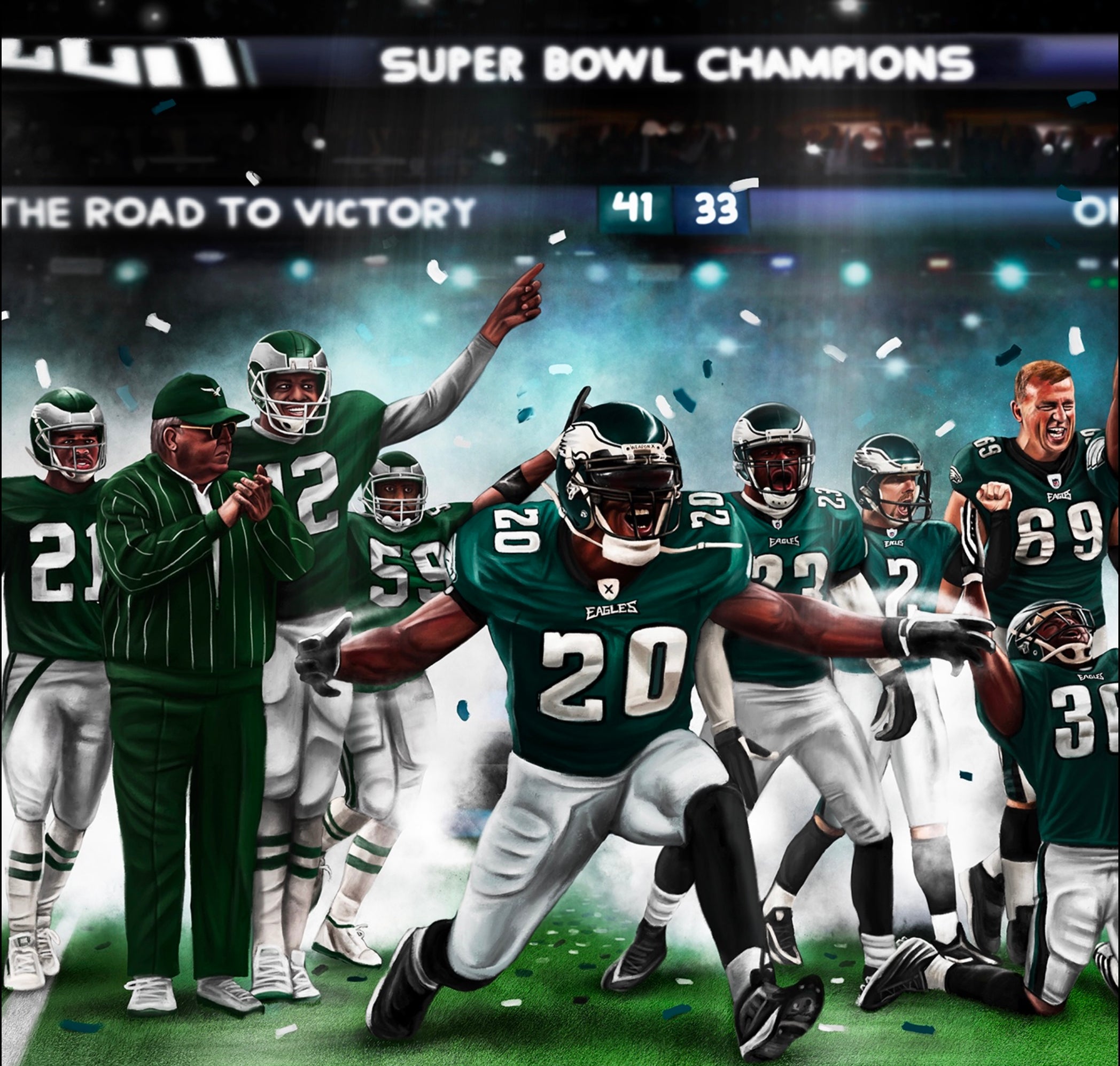 Eagles Legacy “On The Road To Victory” Life Size | The "52" Editions - Spector Sports Art -
