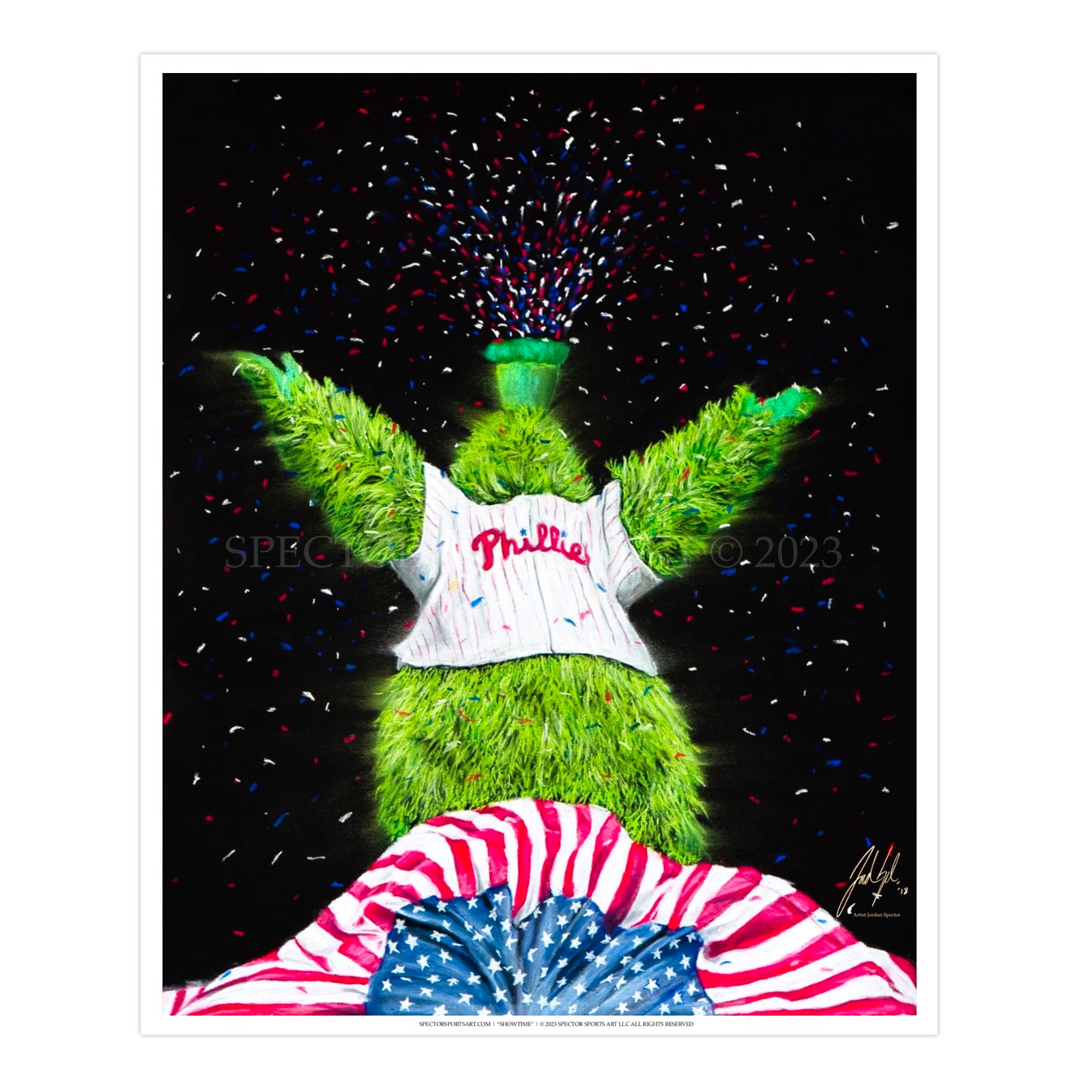 Phillie Phanatic "PARTY ON BROAD" - Spector Sports Art - 16 X 20 Art Print / Unframed