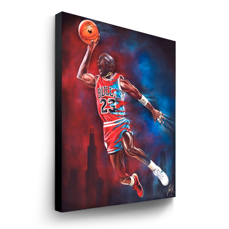 Michael Jordan 23 Hand Painted Poster Print, MJ, NBA, Chicago