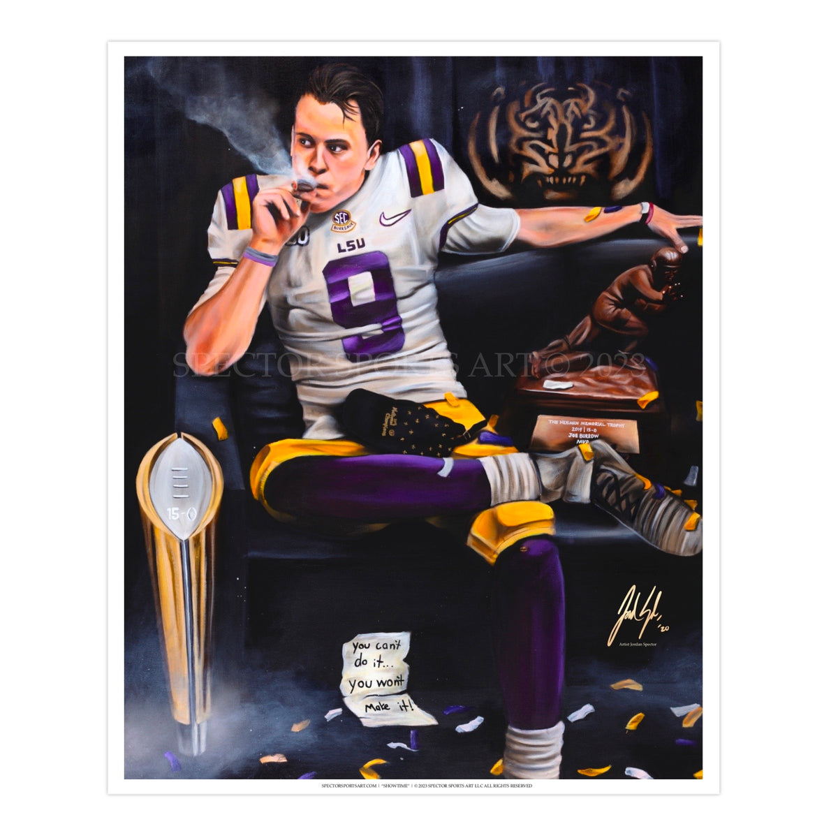 Joe Burrow “Burreaux” - Spector Sports Art - 16 X 20 Art Print / Unframed