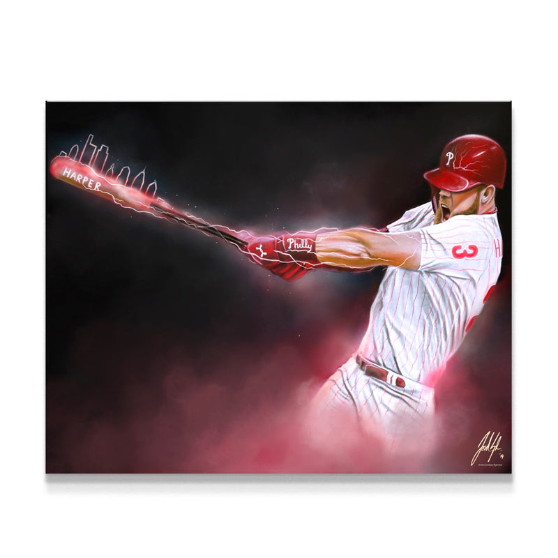 Phillies Bryce Harper “Phully Loaded” - Spector Sports Art - 16 X 20 Canvas / Unframed