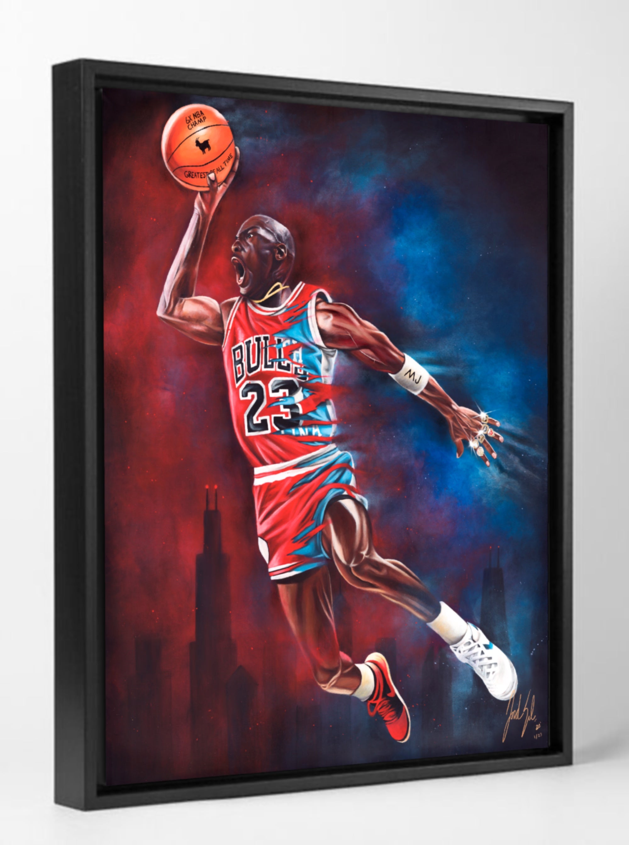 Michael Jordan Autographed Red Chicago Bulls Jersey - 6x Champs