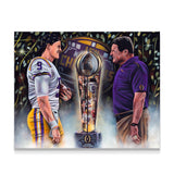 Joe Burrow and Coach O “Perfection” - Spector Sports Art - 16 X 20 Canvas / Unframed