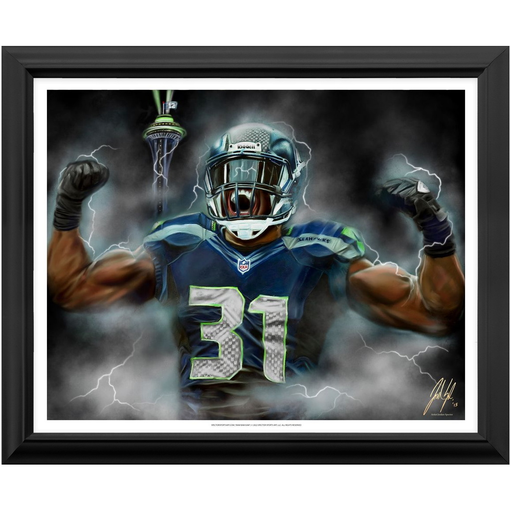 Kam Chancellor "Bam Bam Kam" - Spector Sports Art - 16 X 20 Art Print / Framed