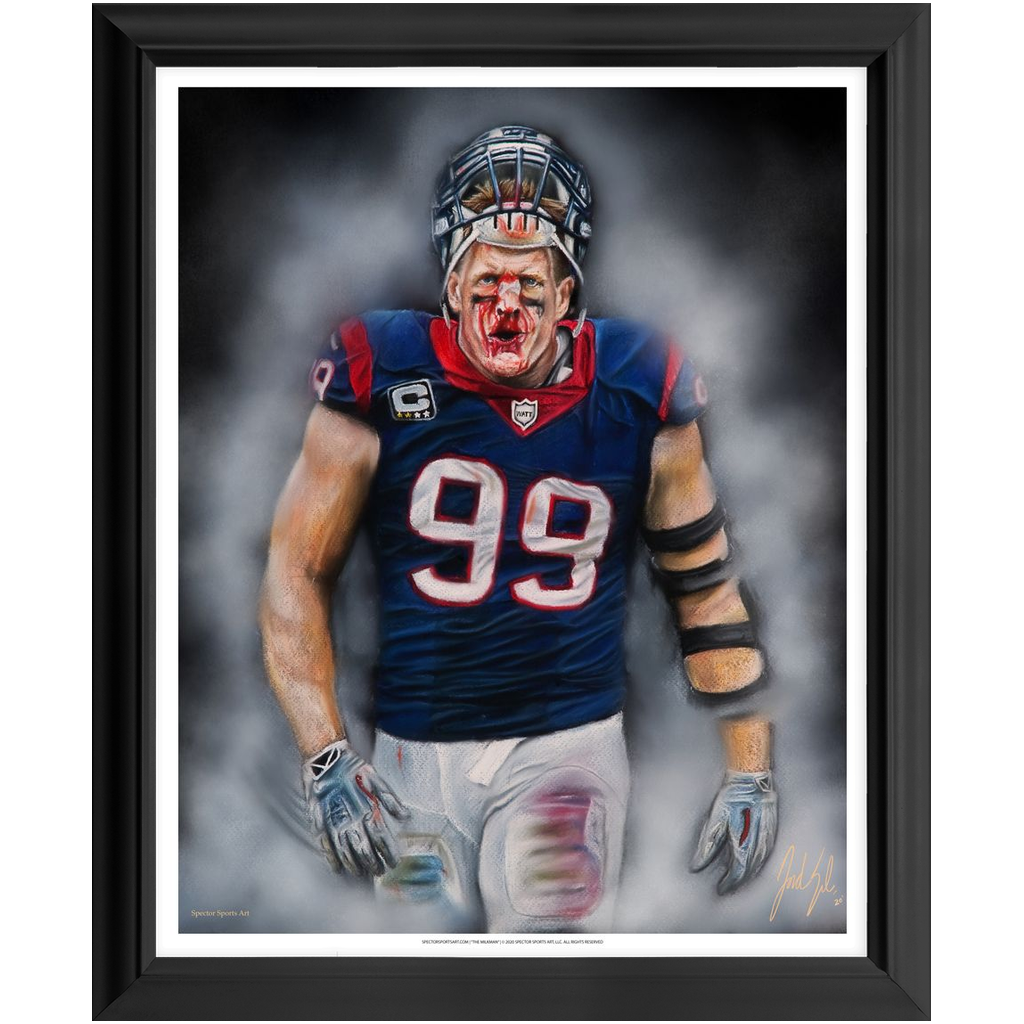 JJ Watt "Houston Strong" - Spector Sports Art - 16 X 20 Art Print / Framed