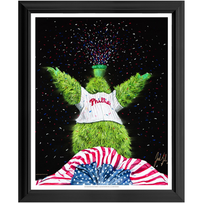Phillie Phanatic "PARTY ON BROAD" - Spector Sports Art - 16 X 20 Art Print / Framed