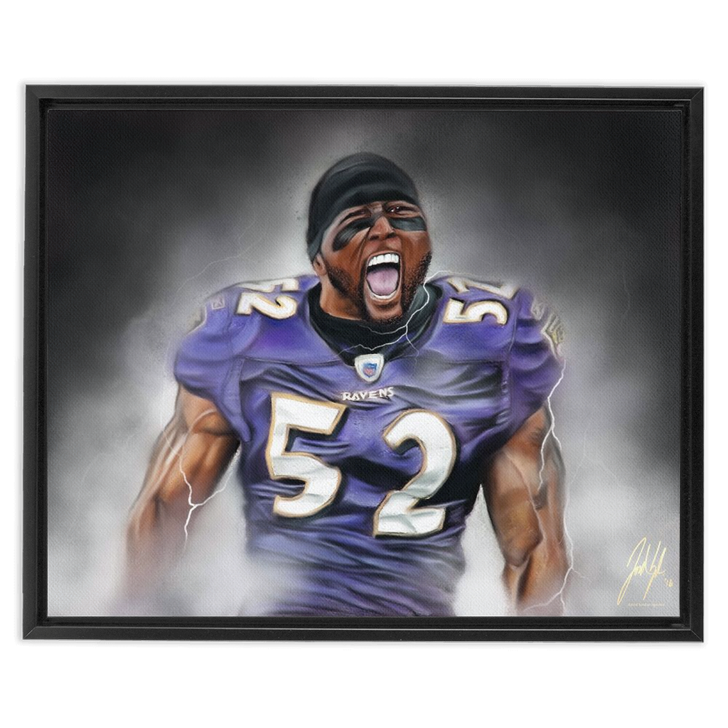 Ray Lewis framed autographed black jersey