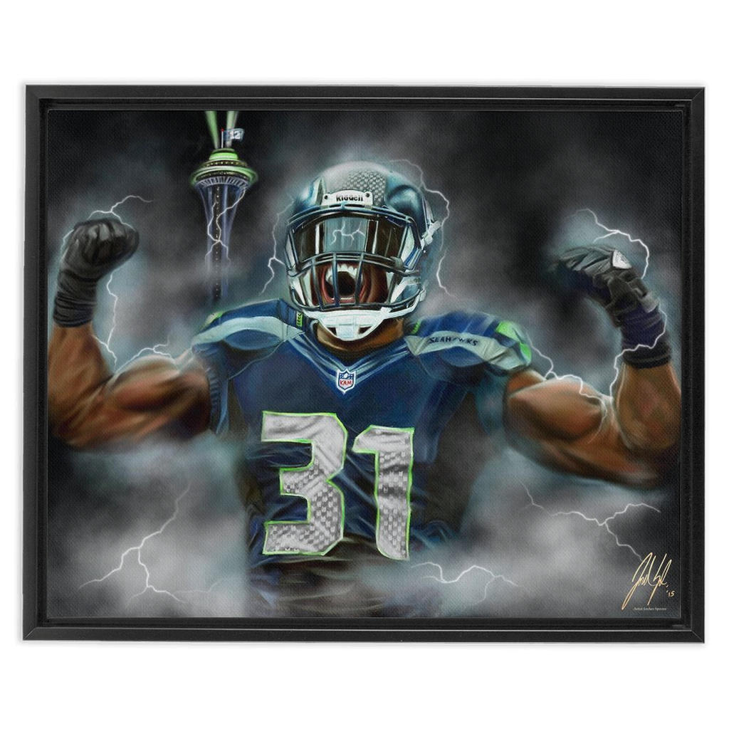 Kam Chancellor "Bam Bam Kam" - Spector Sports Art - 16 X 20 Canvas / Framed