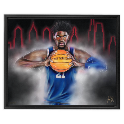 Joel Embiid "The Process" - Spector Sports Art - 16 X 20 Canvas / Framed