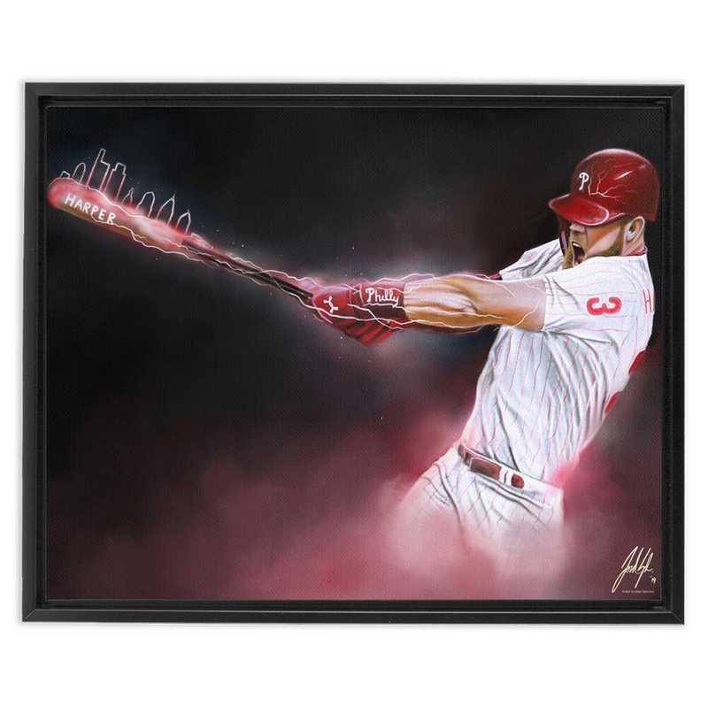 Phillies Bryce Harper “Phully Loaded” - Spector Sports Art - 16 X 20 Canvas / Framed