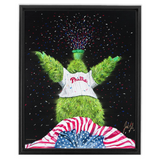 Phillie Phanatic "PARTY ON BROAD" - Spector Sports Art - 16 X 20 Canvas / Framed