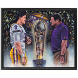 Joe Burrow and Coach O “Perfection” - Spector Sports Art - 16 X 20 Canvas / Framed