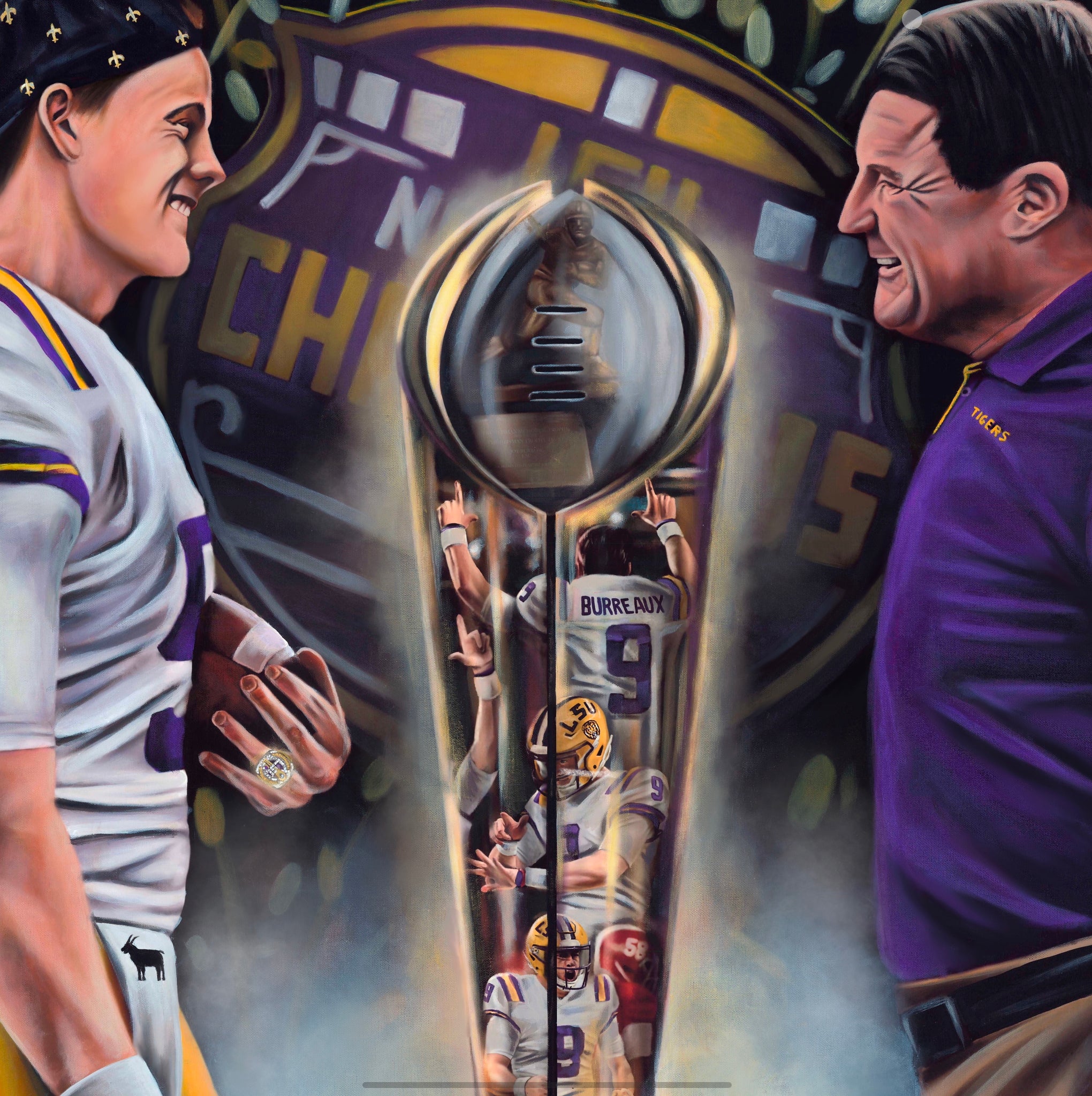 Joe Burrow and Ed Orgeron Photoboard Wall Art - Championship Combo - LSU  Tigers