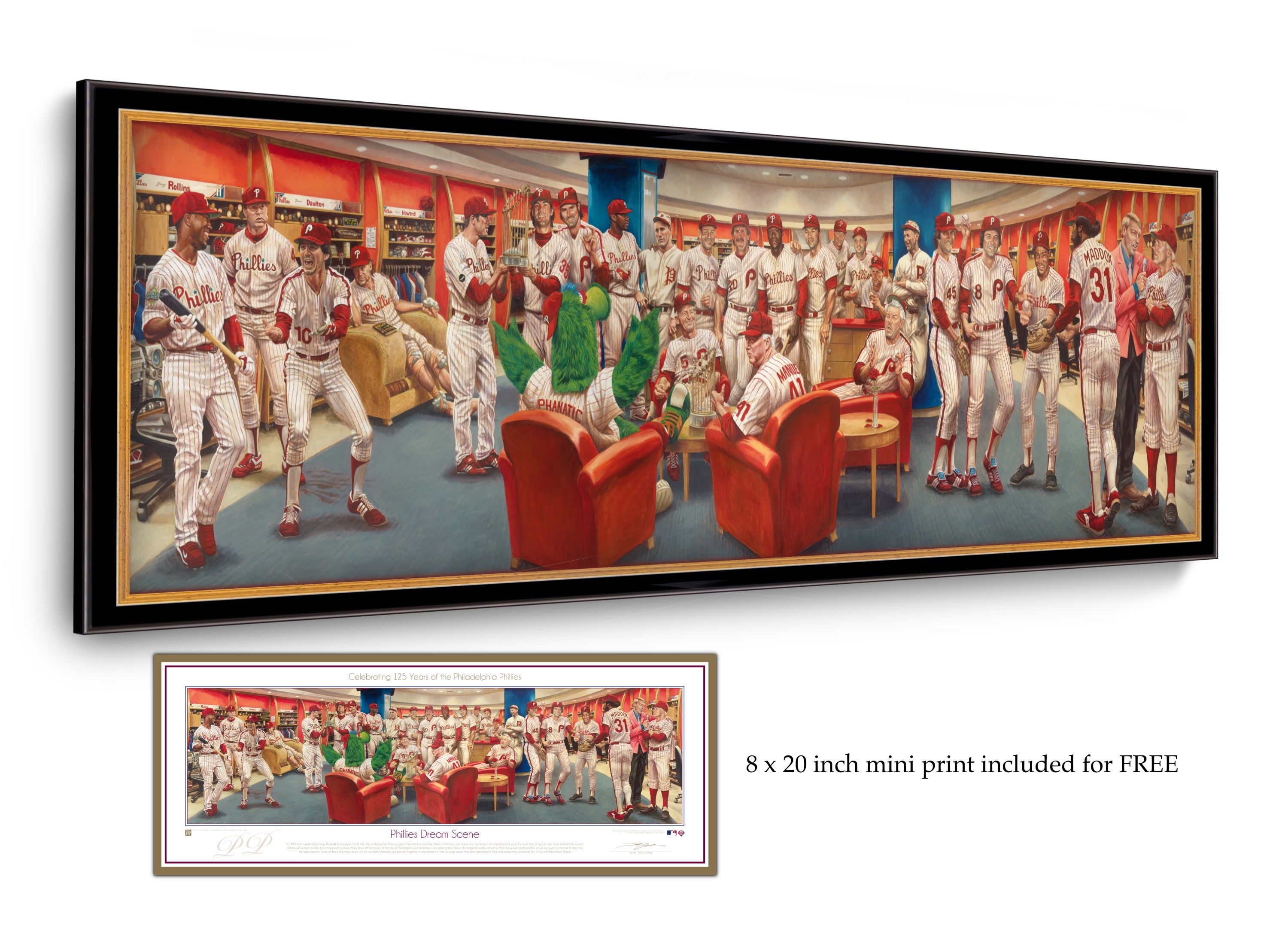 Philadelphia Phillies Dream Scene By Jamie Cooper - Spector Sports Art - 16 X 58 Legacy Canvas / Legacy Frame | Black and Gold