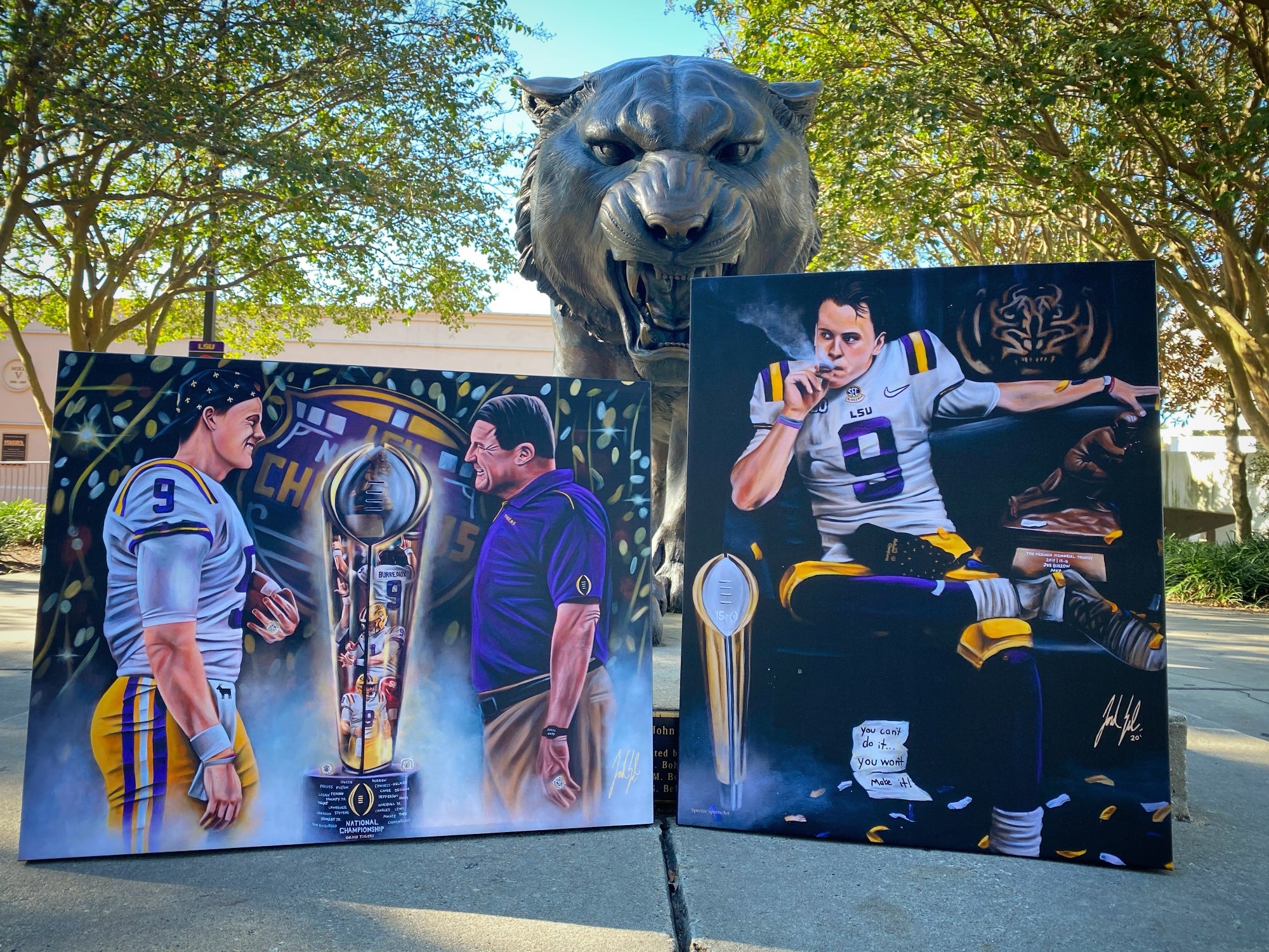 Joe Burrow and Ed Orgeron Photoboard Wall Art - Championship Combo - LSU  Tigers