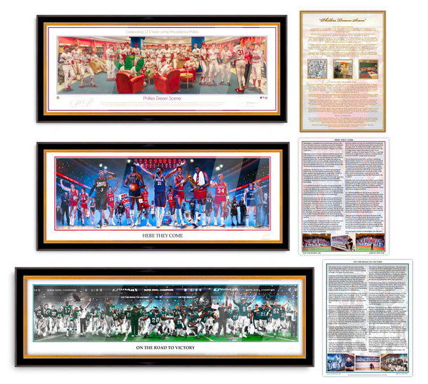 Philly Sports Legacy Collection - Spector Sports Art - Legacy Collection / Mini Lithograph / Legacy Frame | Black and Gold