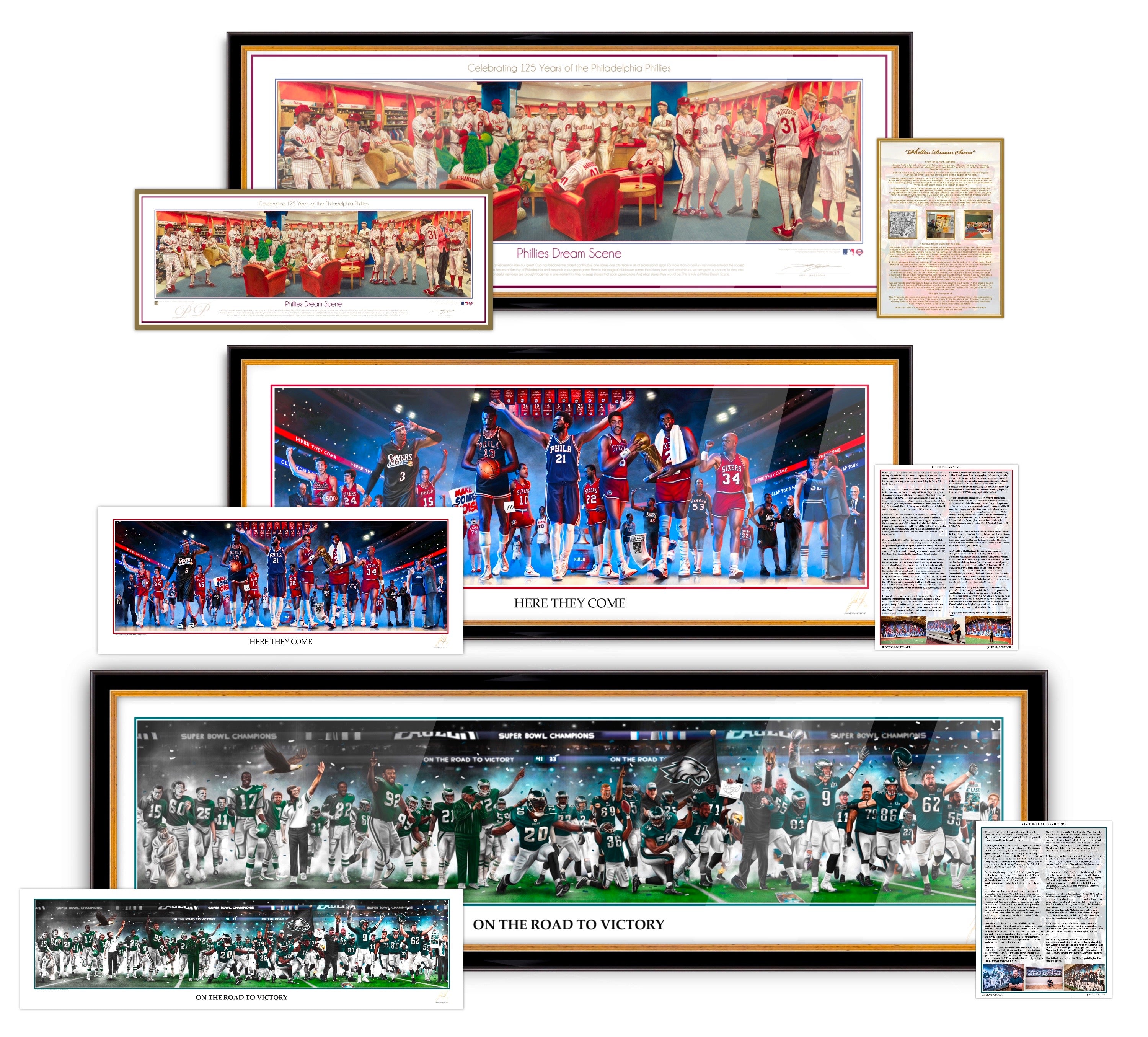 Philly Sports Legacy Collection - Spector Sports Art - Legacy Collection / Large Lithograph / Legacy Frame | Black and Gold