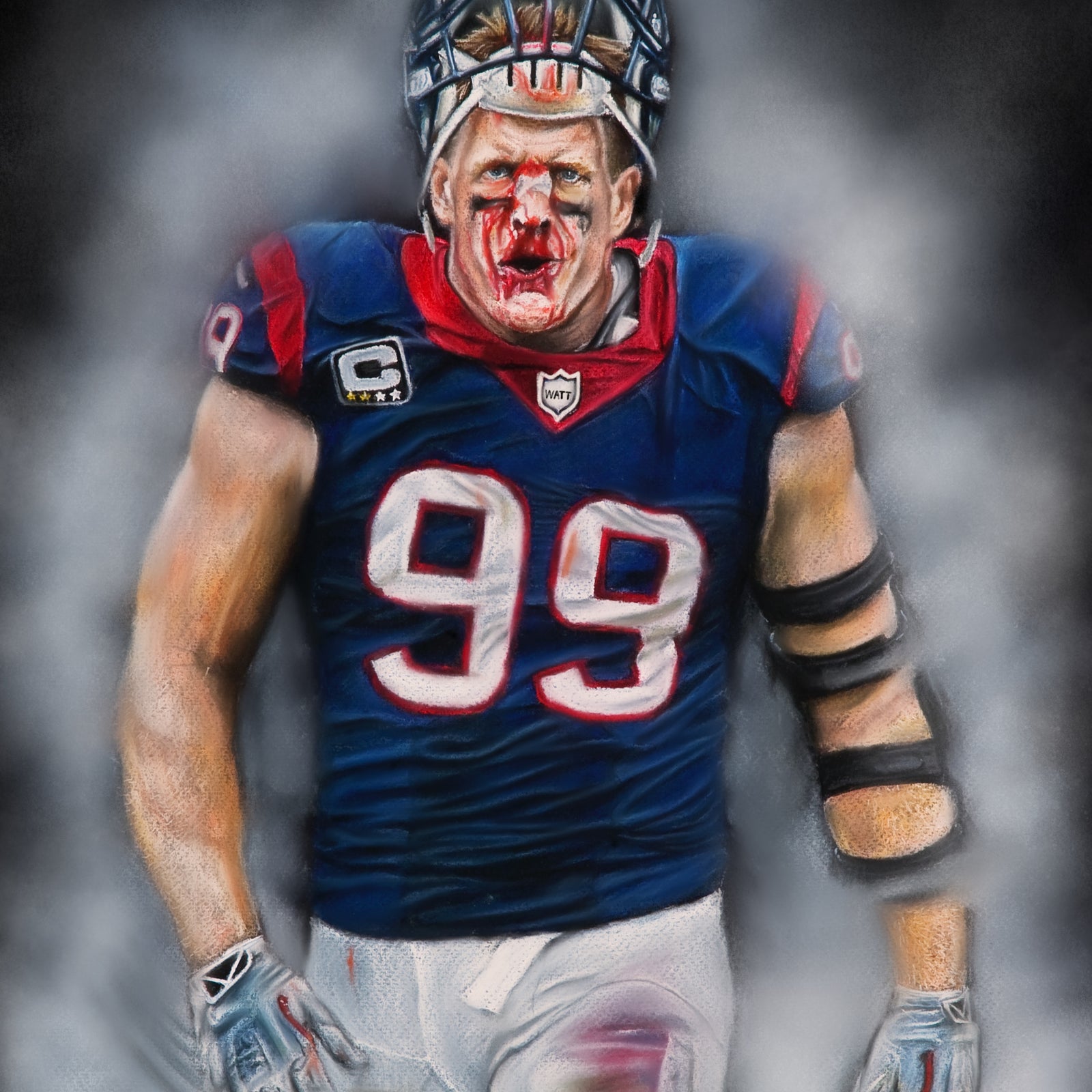 JJ Watt Houston Strong Art Print Spector Sports Art