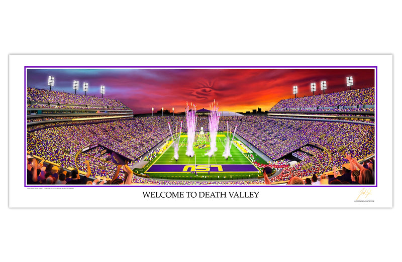 Tiger Stadium "Welcome To Death Valley" | Limited Edition - Spector Sports Art - 8 X 20 Lithograph / No Frame