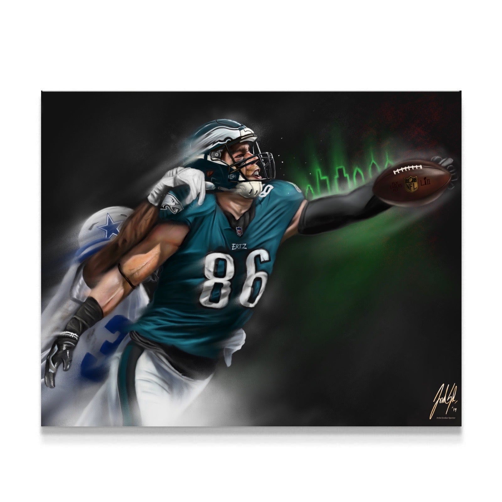 Zach Ertz "Believe" - Spector Sports Art - 16 X 20 Canvas / Unframed