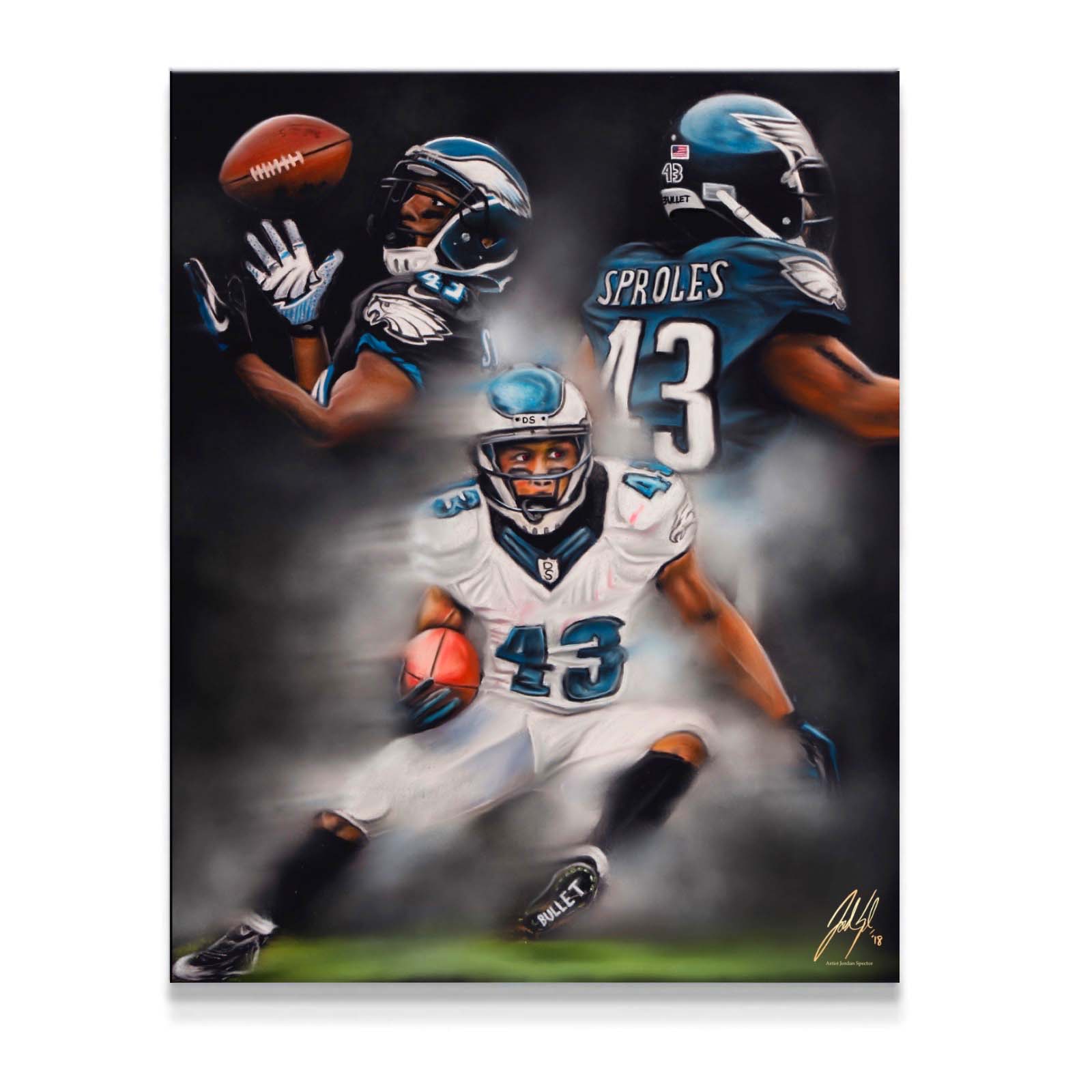 Darren Sproles "The Bullet" - Spector Sports Art - 16 X 20 Canvas / Unframed